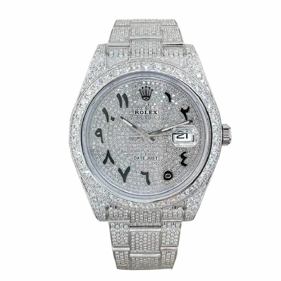 Rolex-Datejust-116300-White-Gold-Diamond-Arabic-Dial-Iced-Out-Replica-1 Rolex Datejust 116300Iced Out Arabic Dial - Image 1