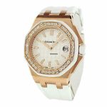 Audemars Piguet Royal Oak 67651OR Rose Gold Diamond Bezel White - Image 2