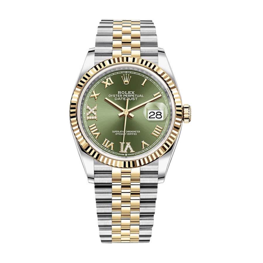 rolex-datejust-126283rbr-36mm-yellow-gold-steel-green-dial Rolex Datejust 126283RBR Green Roman Dial - Image 1