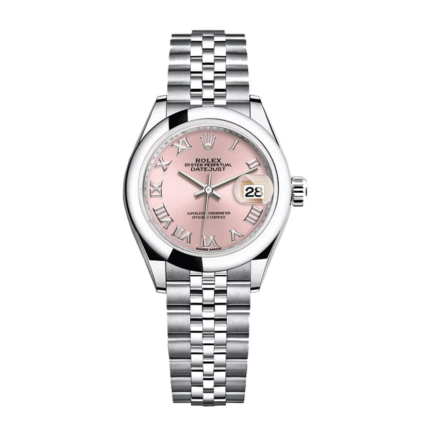 rolex-datejust-28mm-279160-steel-automatic-pink-dial Rolex Datejust 279160 Pink Roman Dial - Image 1