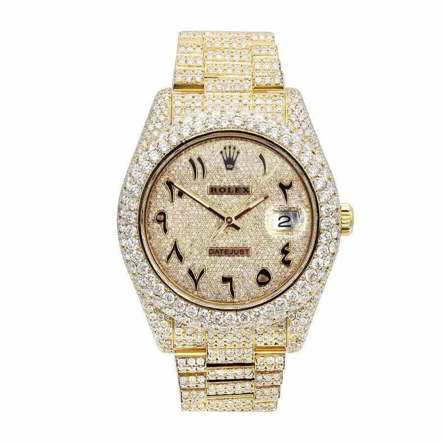rolex-datejust-yellow-gold-arabic-dial-iced-out-116300-replica-1 Rolex Datejust 116300 Iced Out Yellow Gold Arabic Dial - Image 1