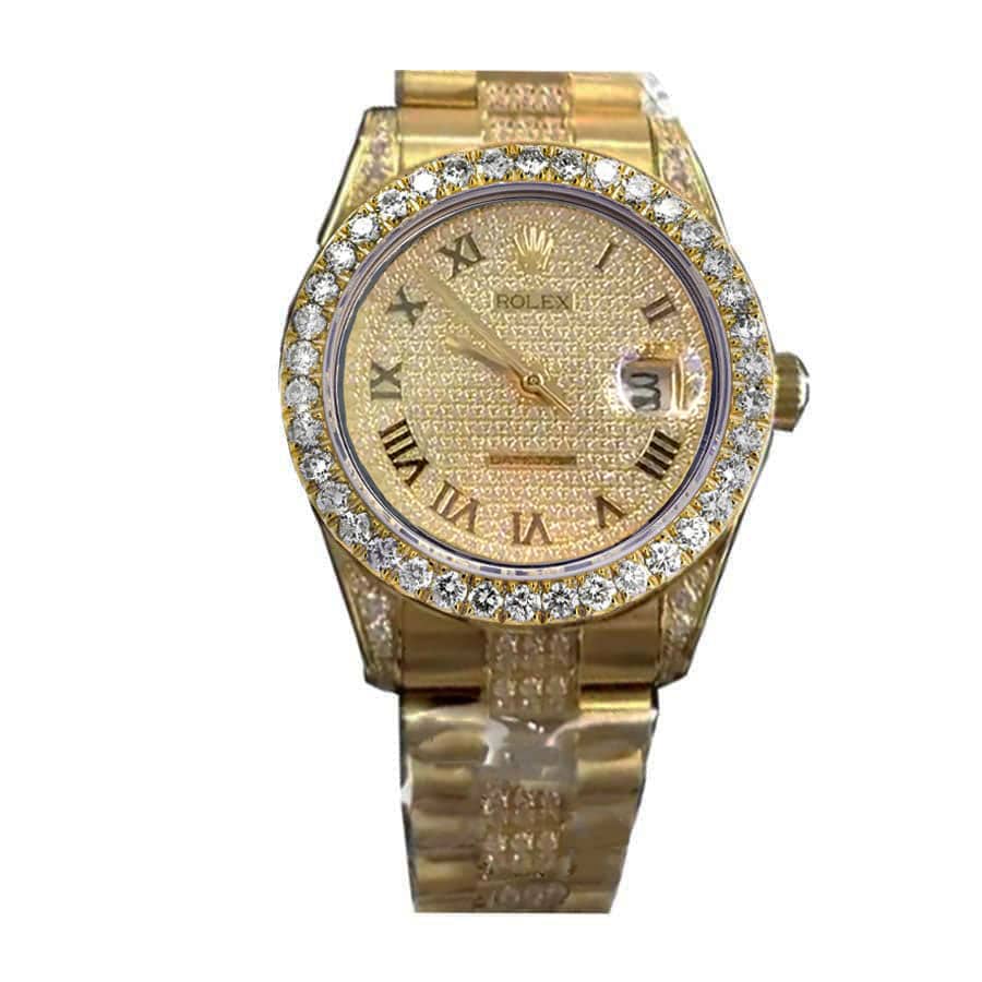rolex-datejust-yellow-gold-diamond-dial-iced-out-116623-replica-4 Rolex Datejust 116623 Roman Numerals - Image 1