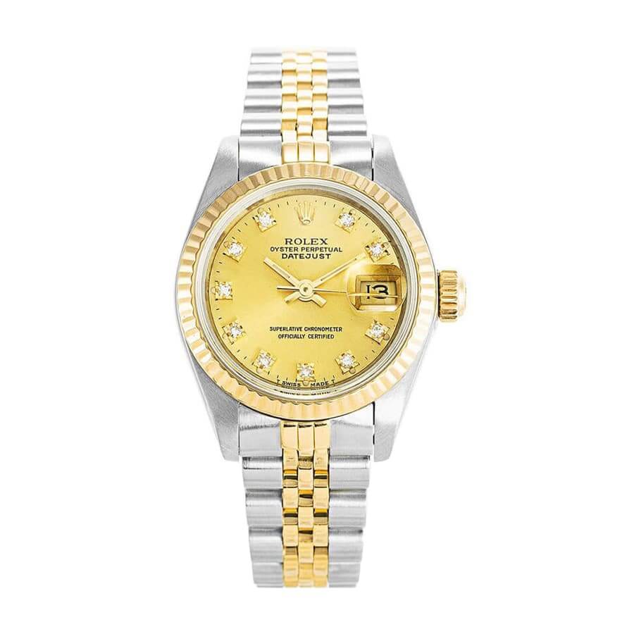 rolex-datejust-yellow-gold-steel-diamond-69173 Rolex Datejust Yellow Gold Steel Diamond Dial 69173 Jubilee - Image 1