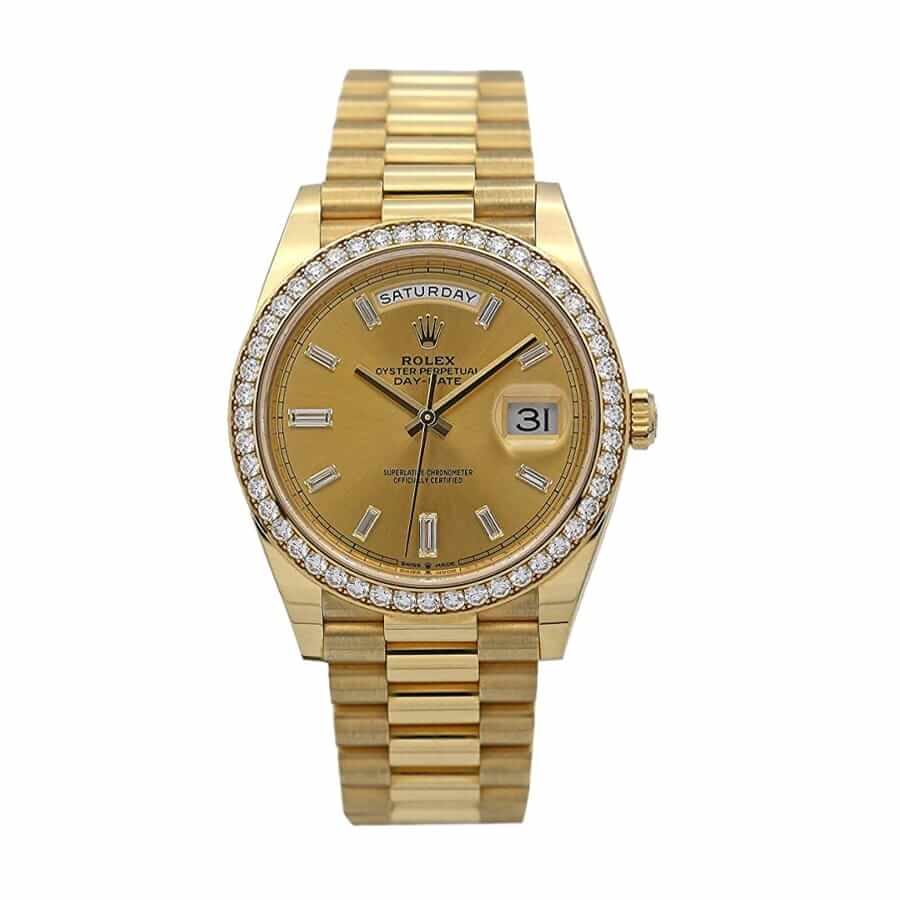 rolex-day-date-228348rbr-kw-yellow-gold-diamonds-champagne-dial-replica Rolex Day-Date 228348RBR President - Image 1