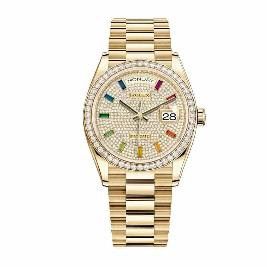 rolex-day-date-yellow-gold-with-pave-diamond-dial-sapphire-128348rbr-replica-1 Rolex Day-Date 128348RBR Pave Diamond Dial - Image 1