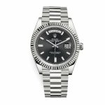 Rolex Day-Date 228239 Silver Black Dial